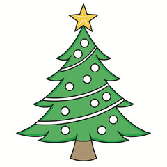 3d icon of cartoon christmas tree isolated on white background