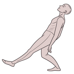 Stylized illustration of a person leaning back with one leg extended forward in a dynamic pose