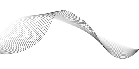 Minimalist abstract wave background with smooth black gradient lines forming elegant flowing curves on a white backdrop. Ideal for modern design, tech, and business presentations.
