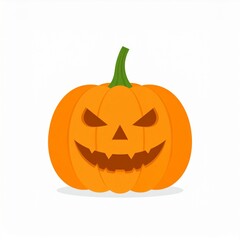 Digital Pixel Art of Orange Halloween Pumpkin with Carved Face on White Background