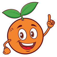 3d icon of happy cartoon orange character pointing up isolated on white background