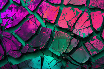 Cracked colorful paint texture. Old cracked damaged oil paint. Generative Ai Background