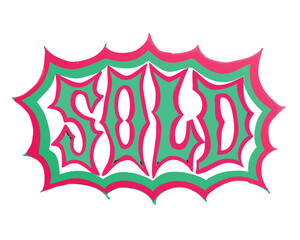 Vibrant sold sticker graphic for online shops and retail stores adds fun pop to your marketing