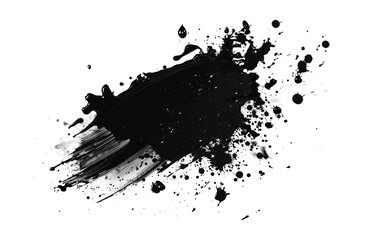 Black paint brush on empty transparent background. Isolated abstract stains explosion brushes. Generative ai