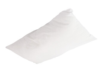 One white pillow after use isolated with clipping path in png file format
