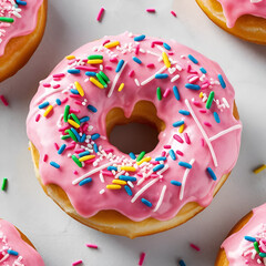 donut with pink frosting and sprinkles