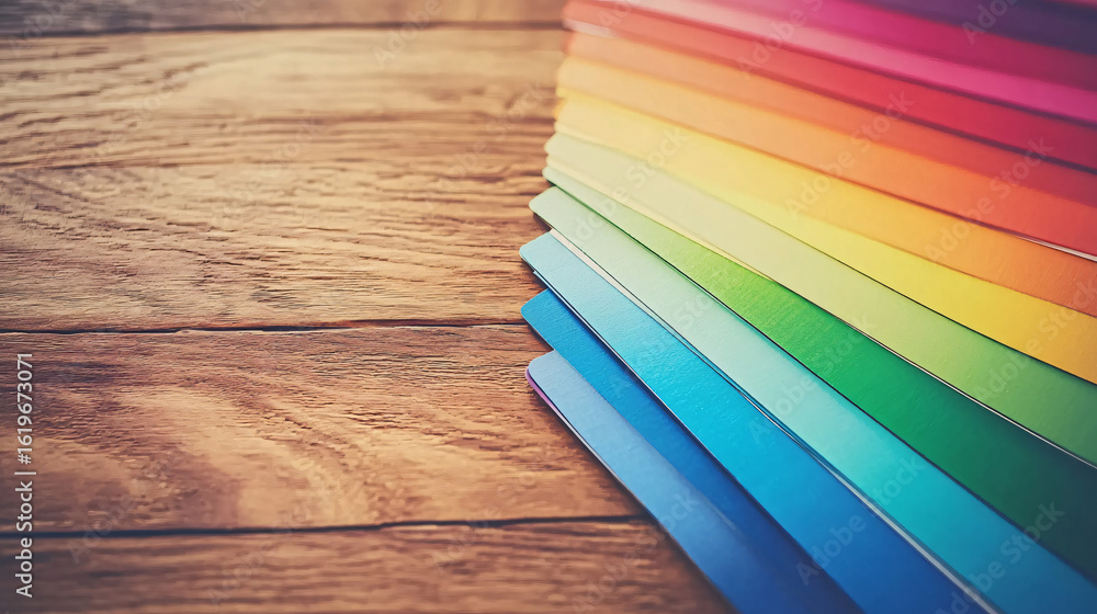 Poster A stunning rainbow colored book displaying an array of vivid colors captivating the viewer’s attention