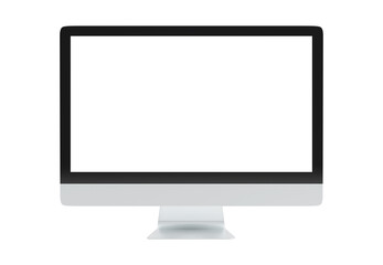 Modern computer screen isolated on transparent background. Silver color. Front view. 3d rendering