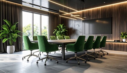 Modern Green Office Meeting Room Interior Design