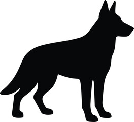 Silhouette german shepherd dog standing alert vector Illustrator
