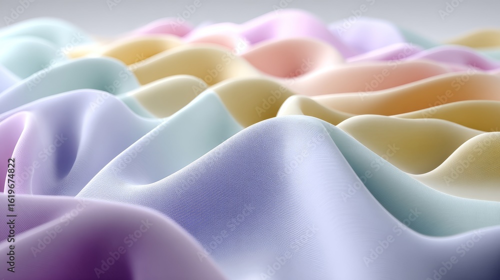 Poster colorful wavy abstract pattern with soft fabric-like textures