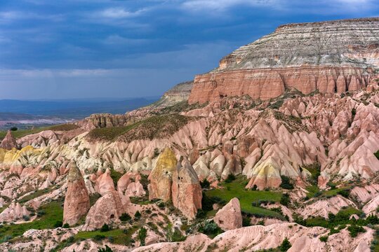 Red and rose valley landscape in Cappadocia, Turkey