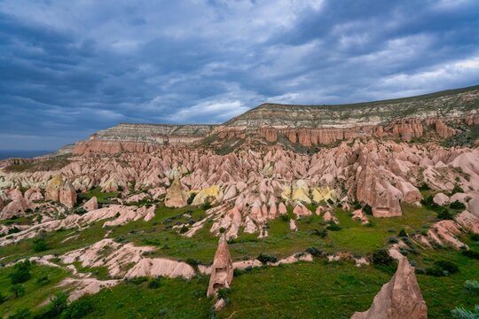 Red and rose valley landscape in Cappadocia, Turkey