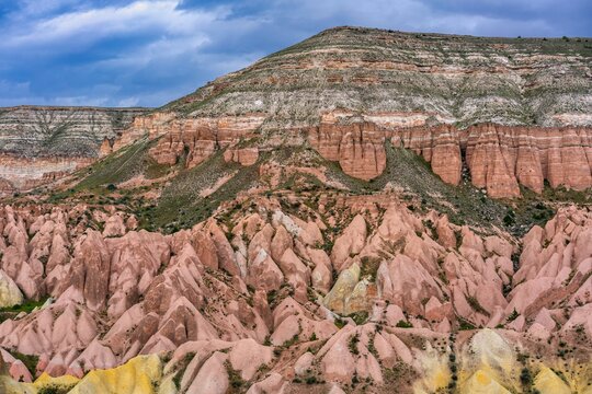 Red and rose valley landscape in Cappadocia, Turkey