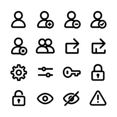 Simple Black Outline User Interface Essential Icon Elements Pack