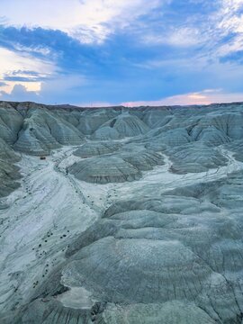 Aerial view of geological formations in Davutoglu, Turkey