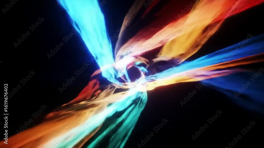Poster swirling streams of colorful energy converge into a mysterious portal in the void.