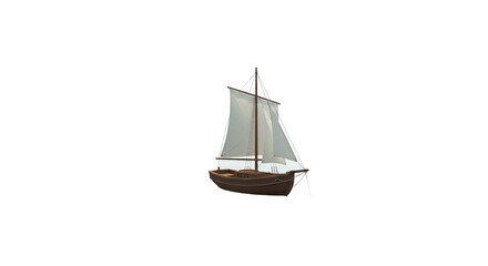 Obraz premium Wooden Sailboat with White Sails on Soft Brown Background