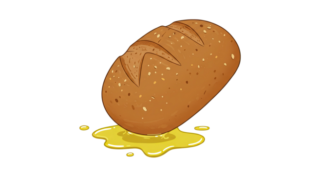 Brown Bread Loaf Melting on Honey Background