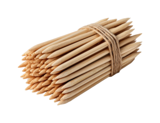Creative uses for wooden toothpicks in crafts kitchen and party ideas isolated on transparent background, png