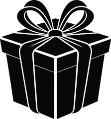 Black silhouette gift box with bow vector illustration