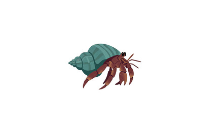 Brown Hermit Crab with Blue Shell Sitting on Dark Surface
