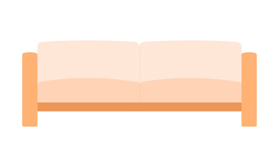 Sofa in simple flat style. Cute minimalistic couch for living room interior.