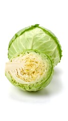 Fresh cabbage head and half