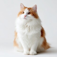 Obraz premium A beautiful fluffy orange and white cat sitting pretty