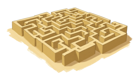 Beige Maze Illustration Complex Labyrinth Design Challenge Concept