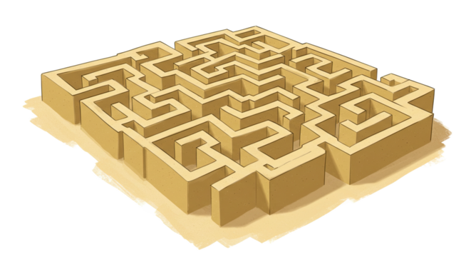 Beige Maze Illustration Complex Labyrinth Design Challenge Concept