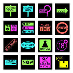Vibrant Interface Message Badges with System Prompts and User Actions