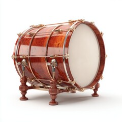 A meticulously crafted, large, vintage-style wooden drum, showcasing intricate detailing and elegant craftsmanship