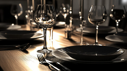 Beautifully arranged table setting featuring a wine glass and elegant tableware for a special occasion