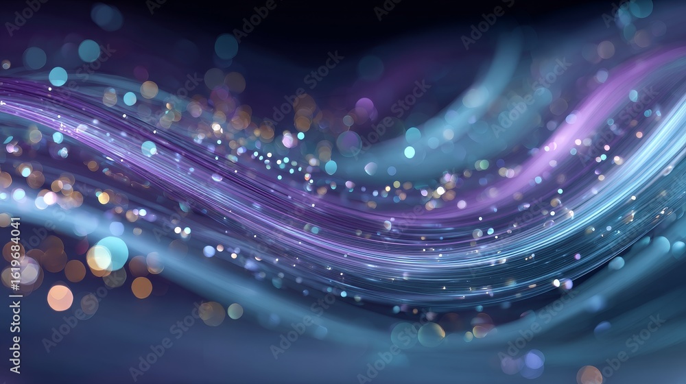 Poster abstract digital waves with colorful bokeh background