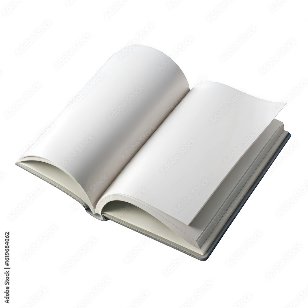 Aufkleber 3d rendered open book with blank pages isolated on transparent background