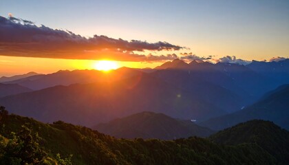 Obraz premium Mountain sunset view