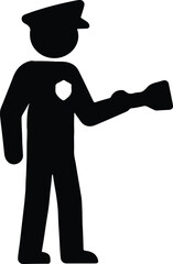 Silhouette Police Officer directing traffic with baton vector Illustrator