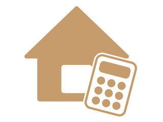 家と電卓のアイコン（住宅の査定のマーク）