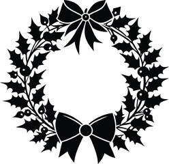Christmas wreath silhouette vector illustration design