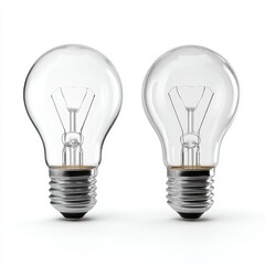 Two transparent incandescent light bulbs. Showcasing innovation and electricity