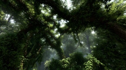 Emerald Lush Forest Canopy Mesh with Leafy Deep Interior Light: Nature-Inspired Textures for Biophilic Design