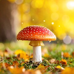 Poisonous mushroom in autumn