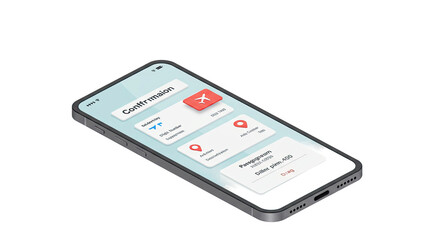 Modern Smartphone Displaying Plane Ticket Confirmation App on Blue Surface