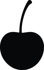 Silhouette single cherry fruit simple black vector Illustrator