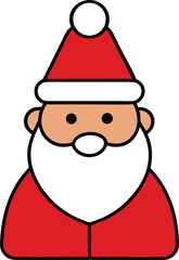 flat santa claus icon on transparent background
