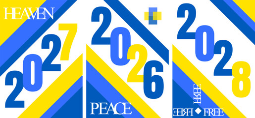 Modern poster background vector set. Cover template with vibrant style geometric line shapes. Year design typography design for prints, wall art, flyers, brochures, leaflet, covers and web banners