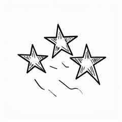 Fototapeta premium Three Hand Drawn Stars with a Line Art on a Clean White Background