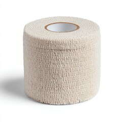 A roll of self-adhesive bandage, ready for use. This medical essential is used to secure dressings and provide support