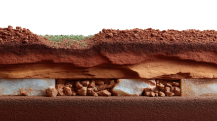 Soil Profile Layer Illustration: Detailed cross-section illustration shows the layered composition of earth, from fertile topsoil to bedrock, showcasing the intricate underground world.